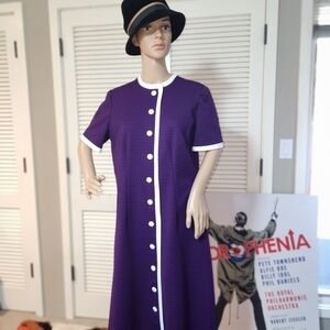 Vintage Purple Button-Down Dress (Zipper In Back)